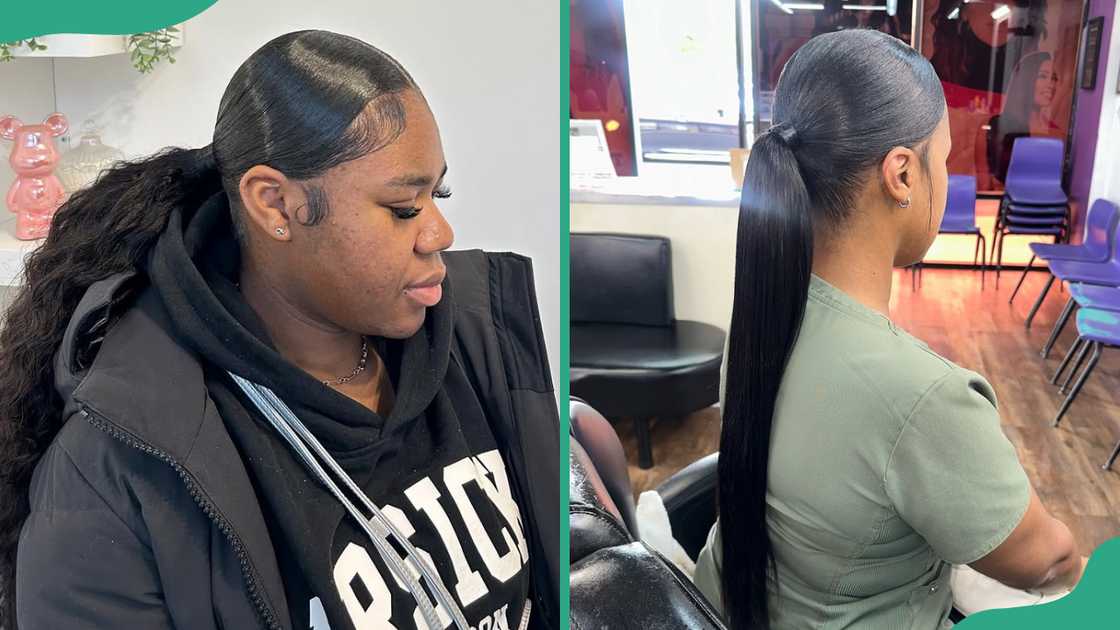 Long sleek low ponytail Long sleek low ponytail