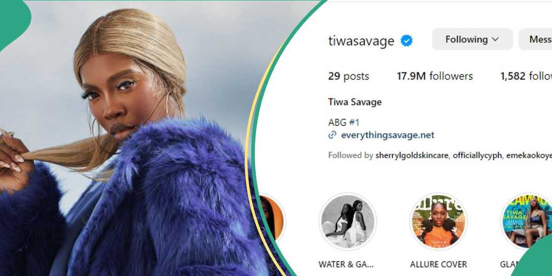 Tiwa Savage becomes Instagram's second most followed Nigerian singer. Tiwa Savage becomes Instagram's second most followed Nigerian singer.