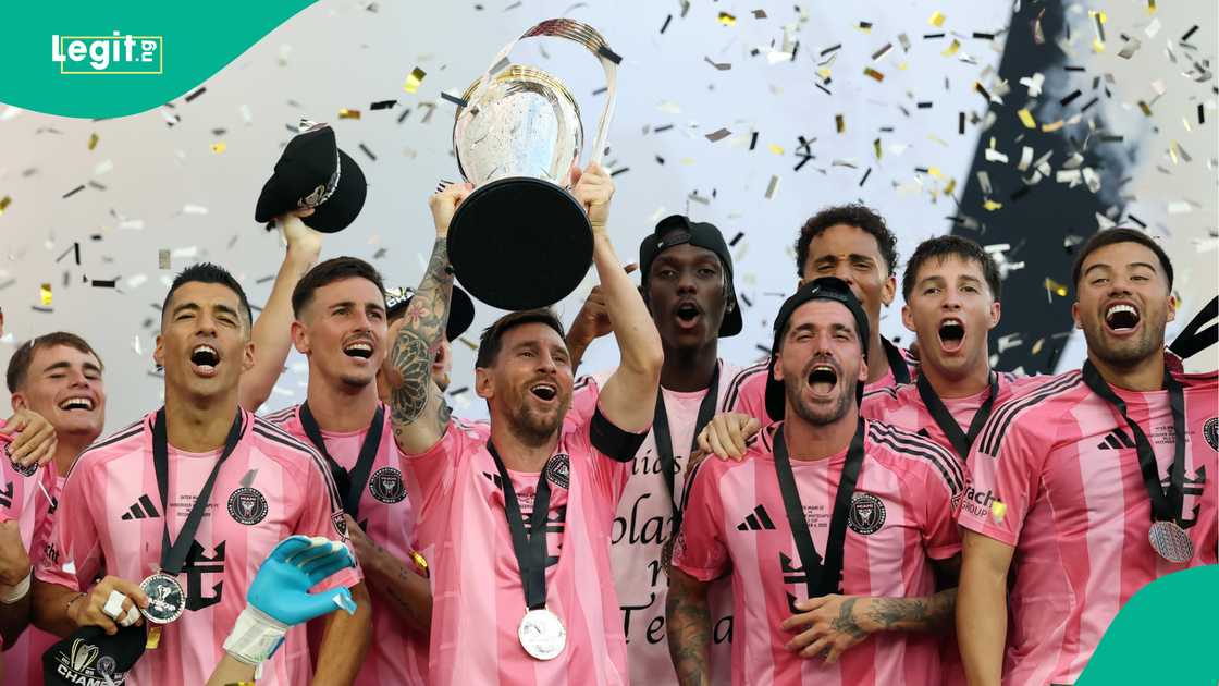 Lionel Messi lifts the Champion's trophy after winning the 2025 MLS Cup Final against Vancouver Whitecaps. Photo by Elsa