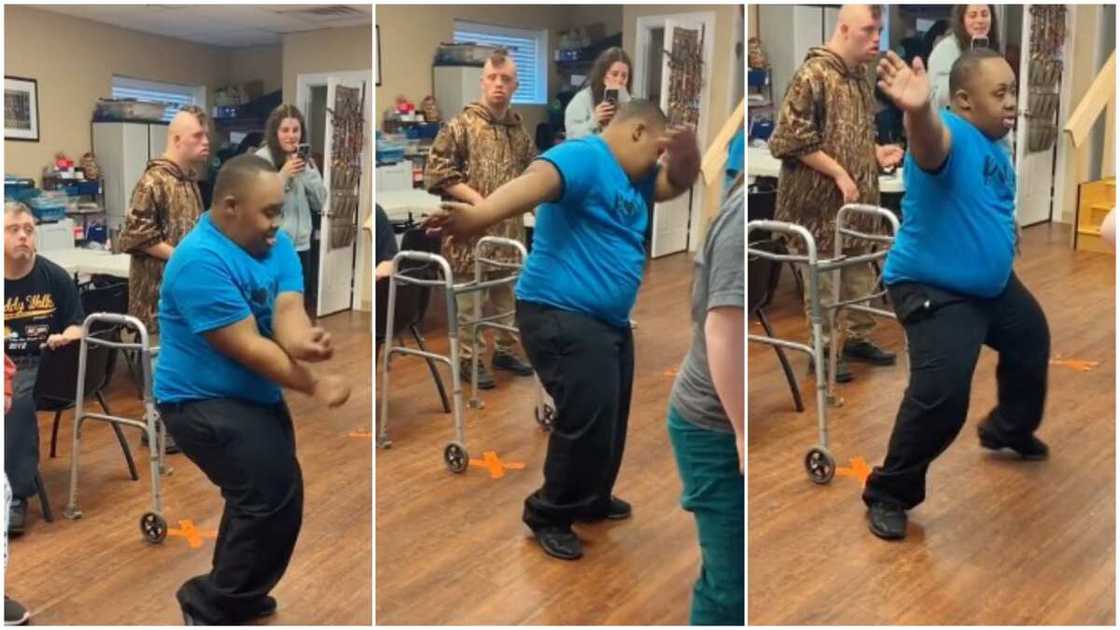Physically challenged boy dances sweetly. Physically challenged boy dances sweetly.