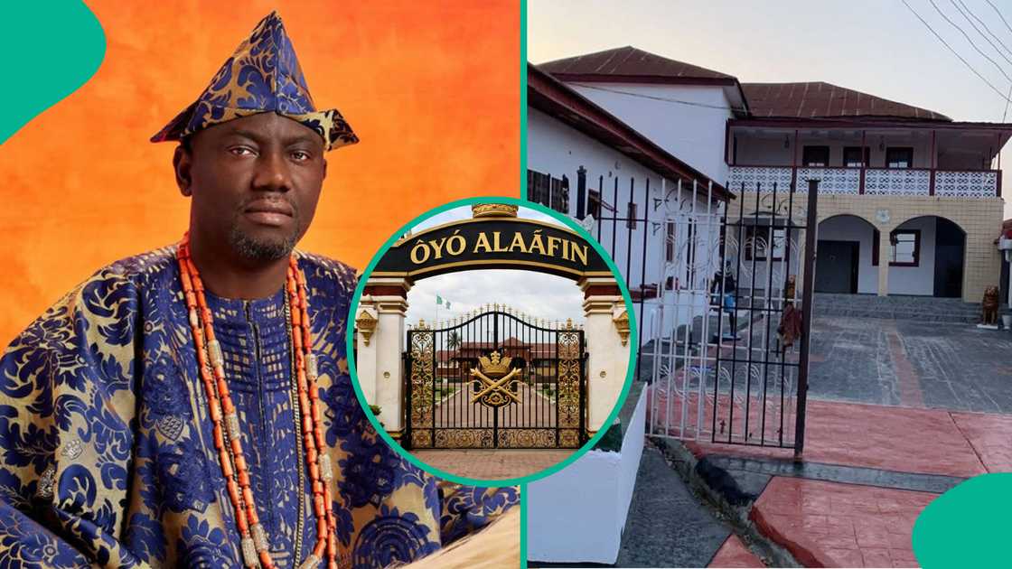 Pictures of Alaafin of Oyo Oba Akeem Owoade's newly renovated palace surface online, sparking reactions over gate design, AI speculations, and traditional symbolism, nine months after his installation. Pictures of Alaafin of Oyo Oba Akeem Owoade's newly renovated palace surface online, sparking reactions over gate design, AI speculations, and traditional symbolism, nine months after his installation.
