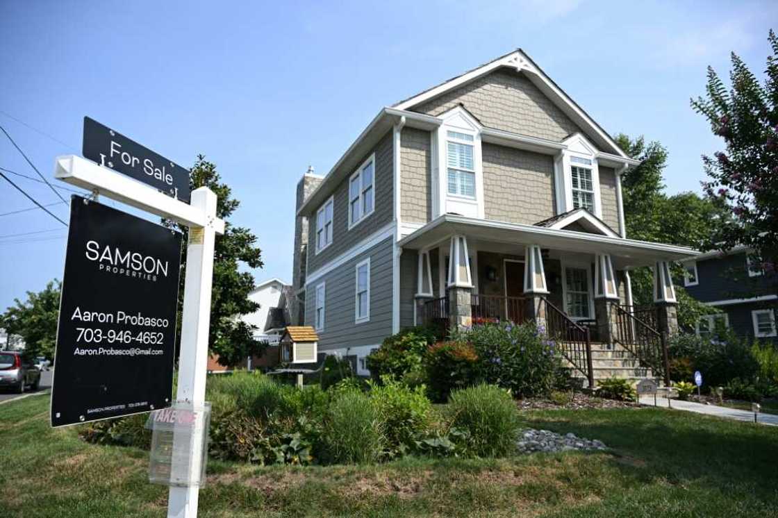 A sign advertises the pending sale of a home in Arlington, Virginia, on August 22, 2023 A sign advertises the pending sale of a home in Arlington, Virginia, on August 22, 2023