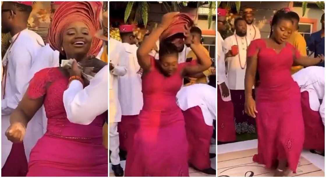 Nigerian lady removes dances at wedding. Nigerian lady removes dances at wedding.