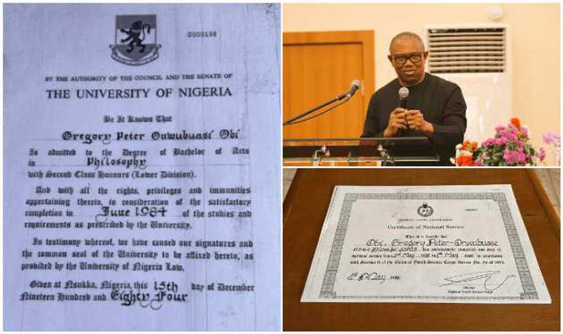 Obi's degree, NYSC certificate Obi's degree, NYSC certificate