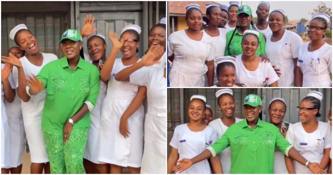 IWD 2023: Mercy Johnson with nurses IWD 2023: Mercy Johnson with nurses