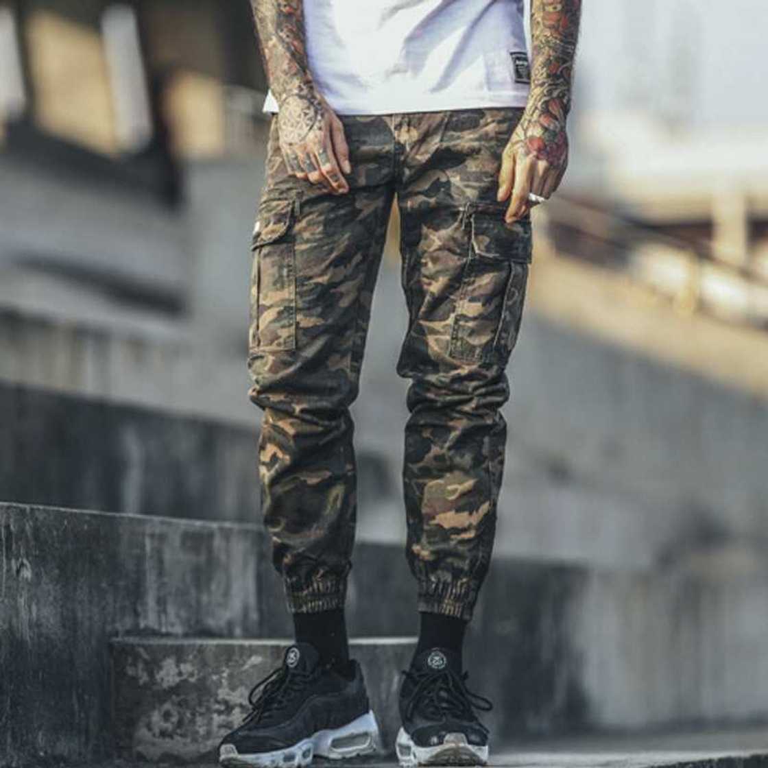 Khaki and camouflage pants