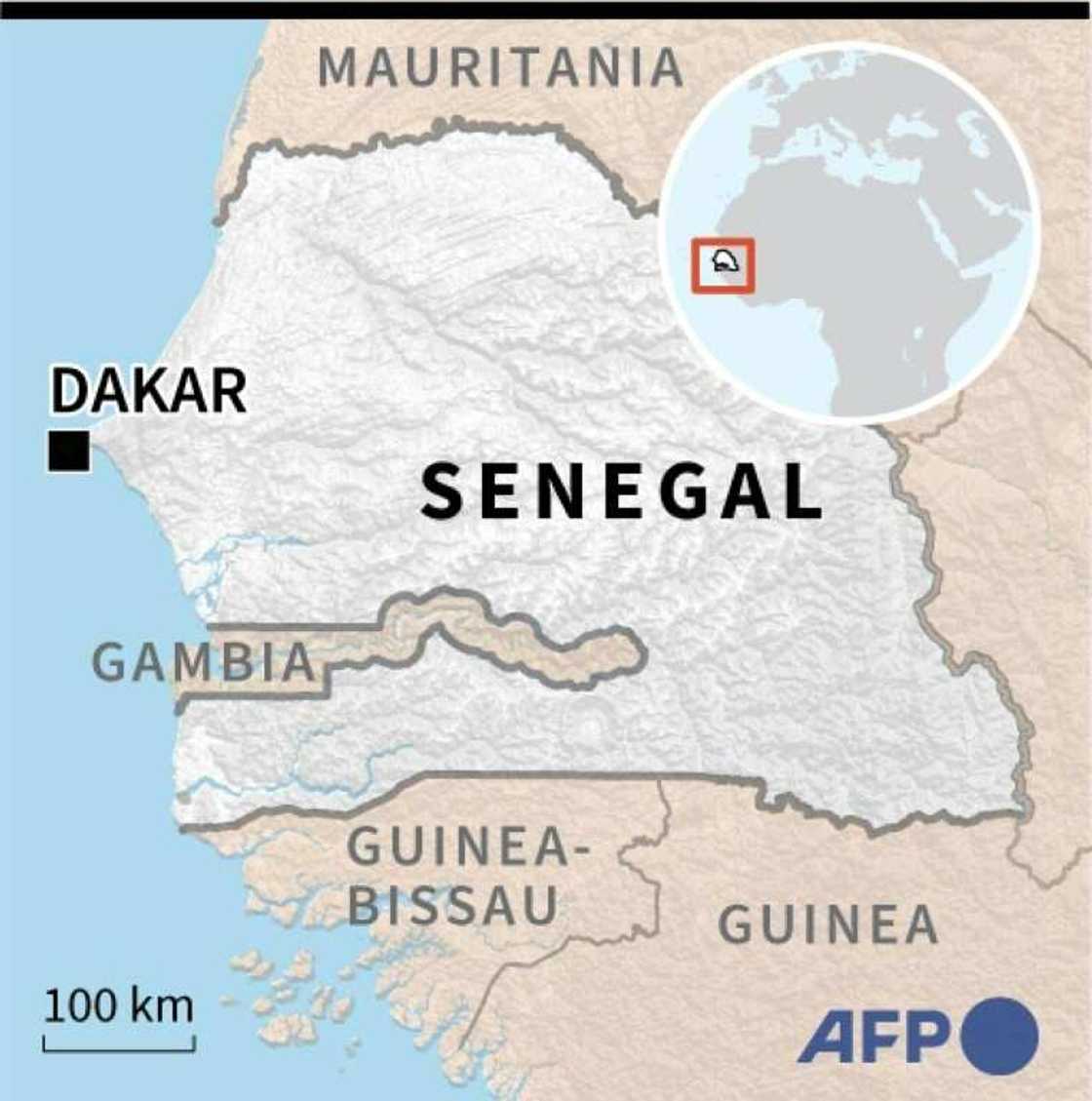 Map of Senegal amid heightened political tension and protests