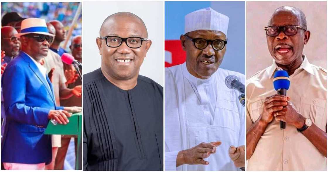 Peter Obi, President Muhammadu Buhari, Labour Party, Rivers State Governor Nyesom Wike, Adams Oshiomhole, APC, PDP