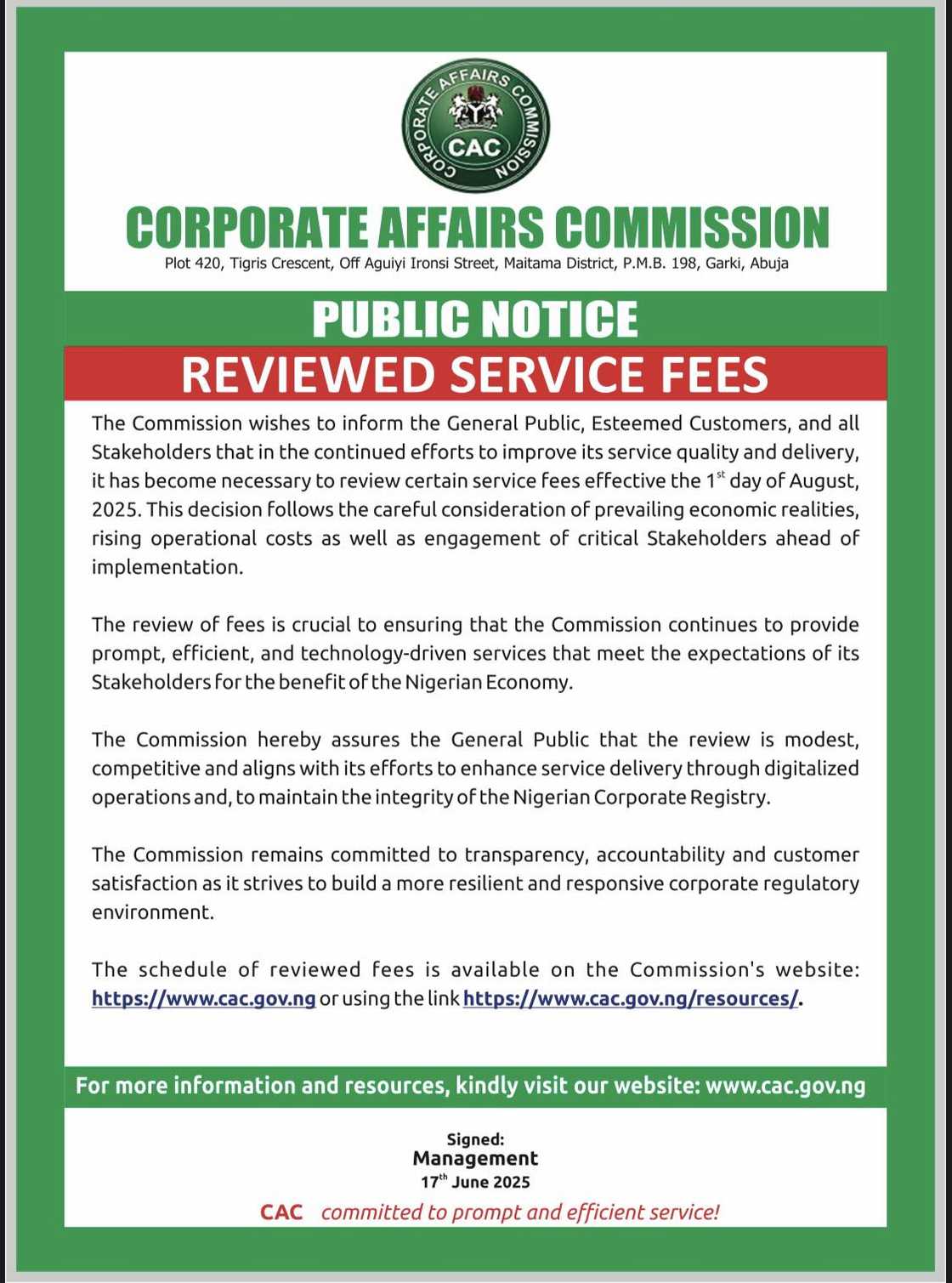 CAC Reviews Service Fees, Announces Date for Changes – What Will It Mean for Nigerians? CAC Reviews Service Fees, Announces Date for Changes – What Will It Mean for Nigerians?