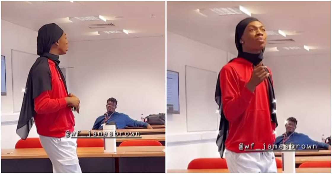 Moment James Brown shunned 'oyinbo' classmates during presentation Moment James Brown shunned 'oyinbo' classmates during presentation