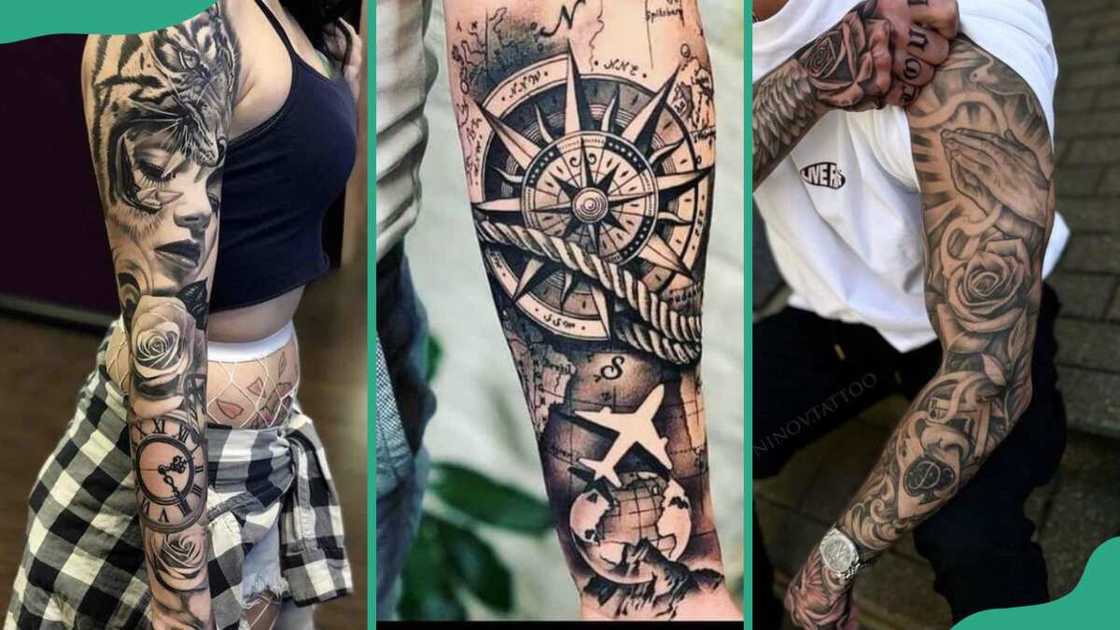Black and grey sleeve tattoos Black and grey sleeve tattoos