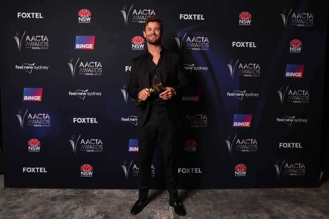 Chris Hemsworth poses in the media room with the AACTA Trailblazer Award during the AACTA Awards Presented By Foxtel Group at the Hordern in Sydney, Australia Chris Hemsworth poses in the media room with the AACTA Trailblazer Award during the AACTA Awards Presented By Foxtel Group at the Hordern in Sydney, Australia