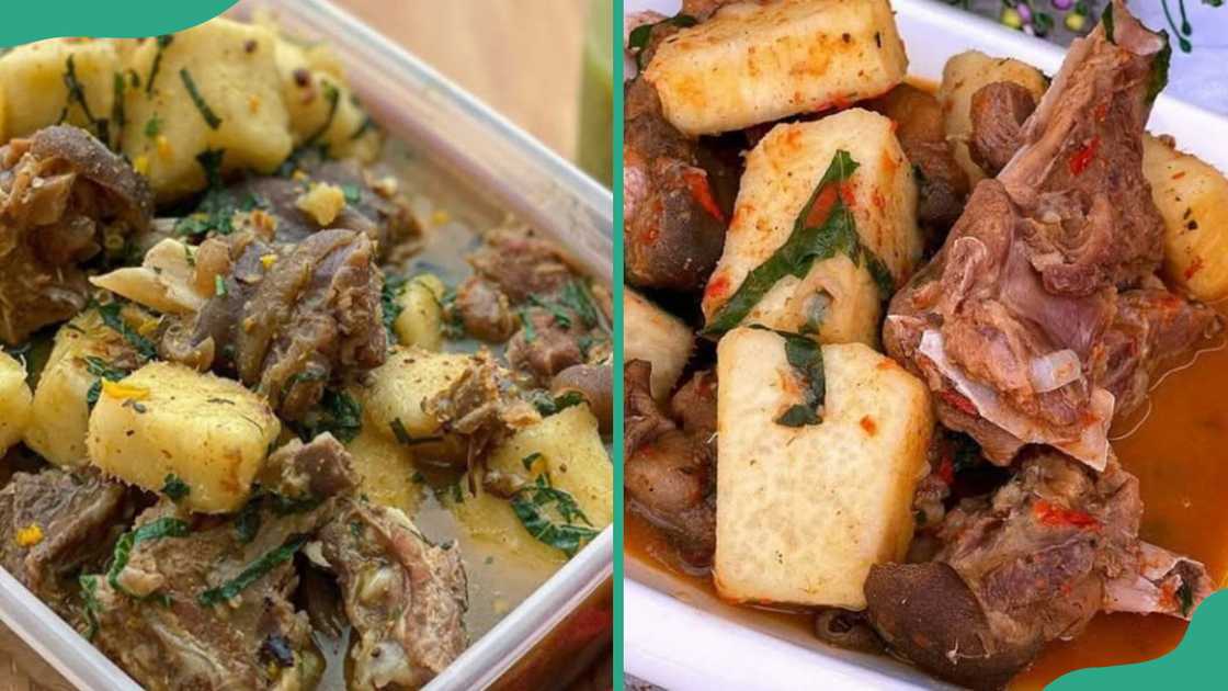 Yam with goat meat pepper soup