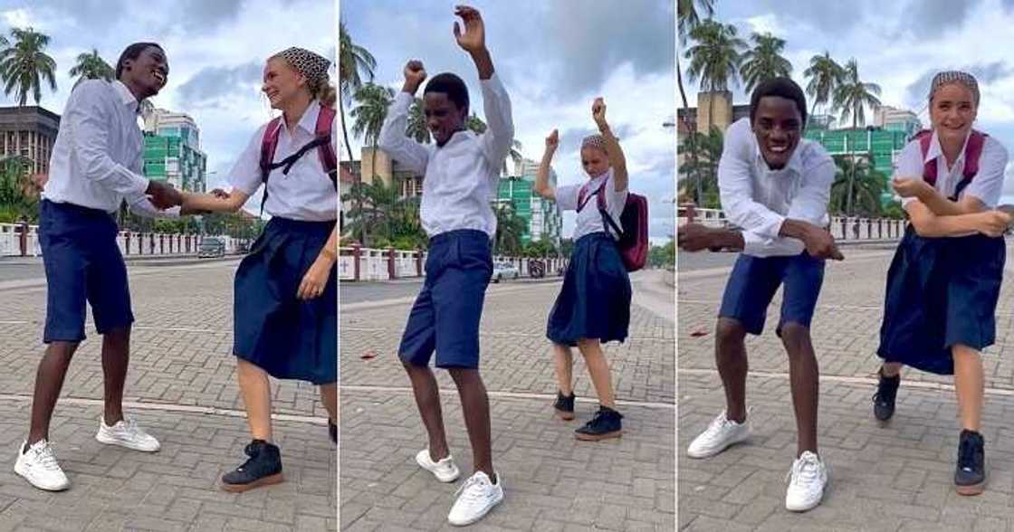 Oyinbo lady dances with her man