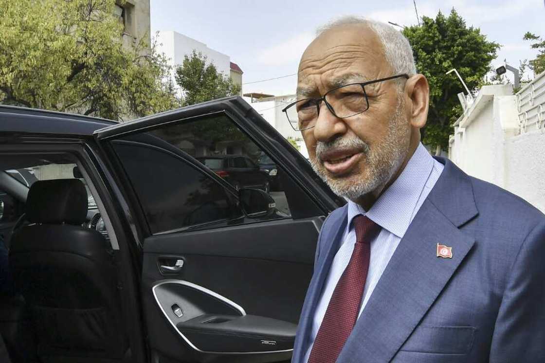 Rached Ghannouchi, leader of the Tunisian Ennahdha party,  pictured on September 20, 2022 as he leaves his house to go to the offices of Tunisia's counter-terrorism prosecutor Rached Ghannouchi, leader of the Tunisian Ennahdha party,  pictured on September 20, 2022 as he leaves his house to go to the offices of Tunisia's counter-terrorism prosecutor