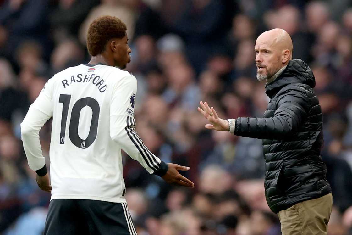 Marcus Rashford, Erik ten Hag, Aston Villa vs Manchester United Marcus Rashford, Erik ten Hag, Aston Villa vs Manchester United
