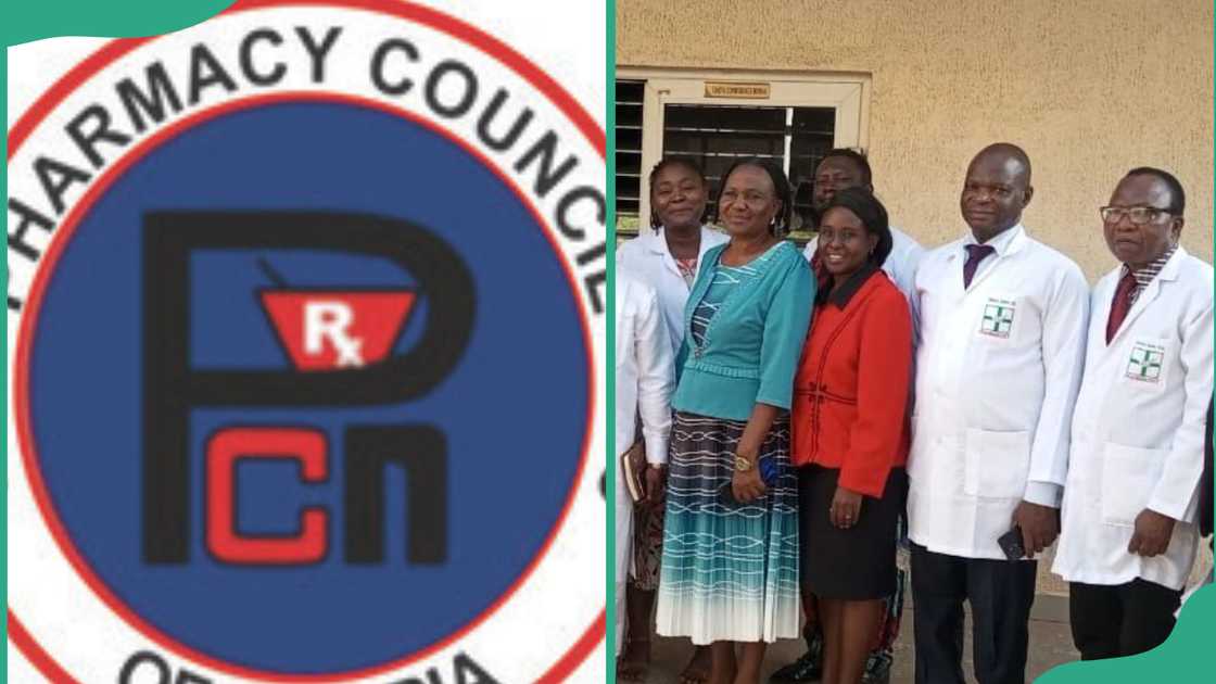 Pharmacists Council of Nigeria logo and professionals at their offices Pharmacists Council of Nigeria logo and professionals at their offices