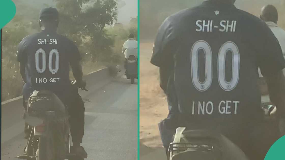 Funny inscription on Okada rider's shirt.