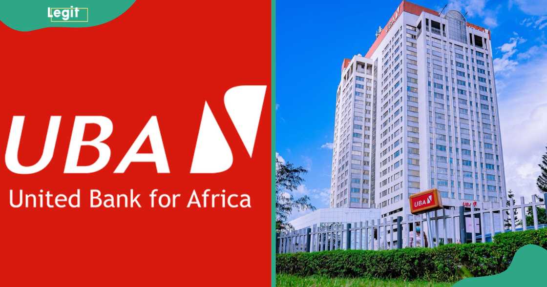 The UBA Group logo and the UBA House Marina Lagos. The UBA Group logo and the UBA House Marina Lagos.