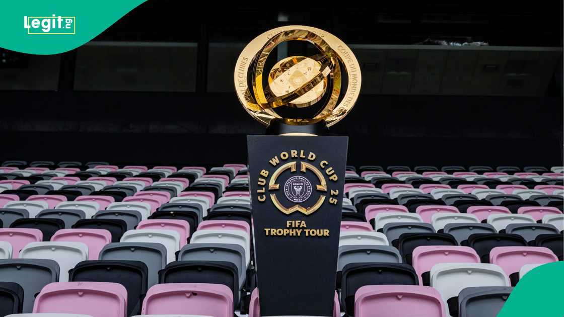 FIFA Club World Cup trophy, Chase Stadium, Fort Lauderdale, Miami, Florida, USA. FIFA Club World Cup trophy, Chase Stadium, Fort Lauderdale, Miami, Florida, USA.