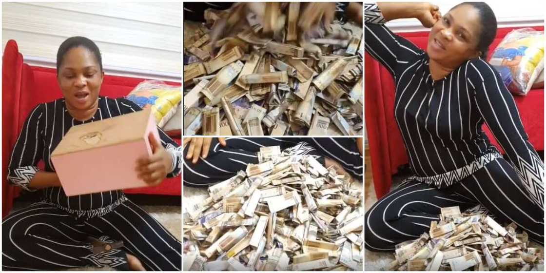 Actress Regina Chukwu shows off money she was able to save in her piggy bank after a year (video) Actress Regina Chukwu shows off money she was able to save in her piggy bank after a year (video)