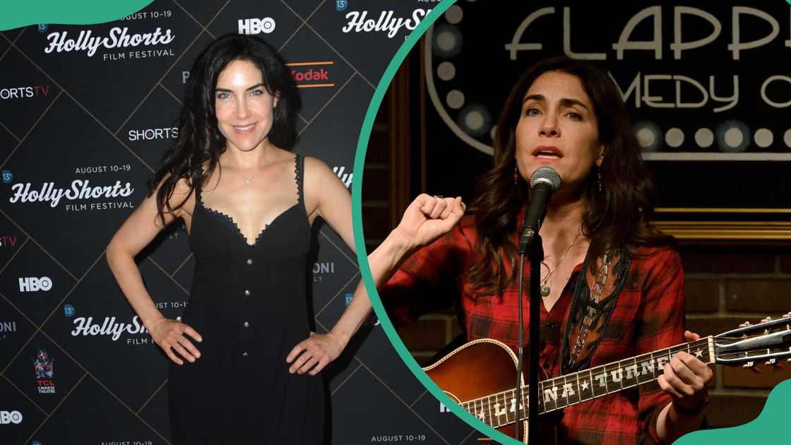 Lahna Turner arrives for the HollyShorts Film Festival closing night film, and she performs during her appearance at Flappers Comedy Club And Restaurant Burbank
