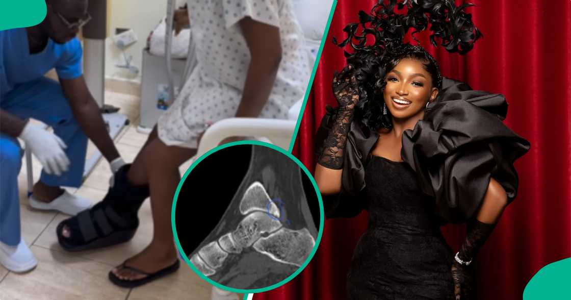 Fans react as Omowunmi Dada discloses she underwent a leg surgery. Fans react as Omowunmi Dada discloses she underwent a leg surgery.