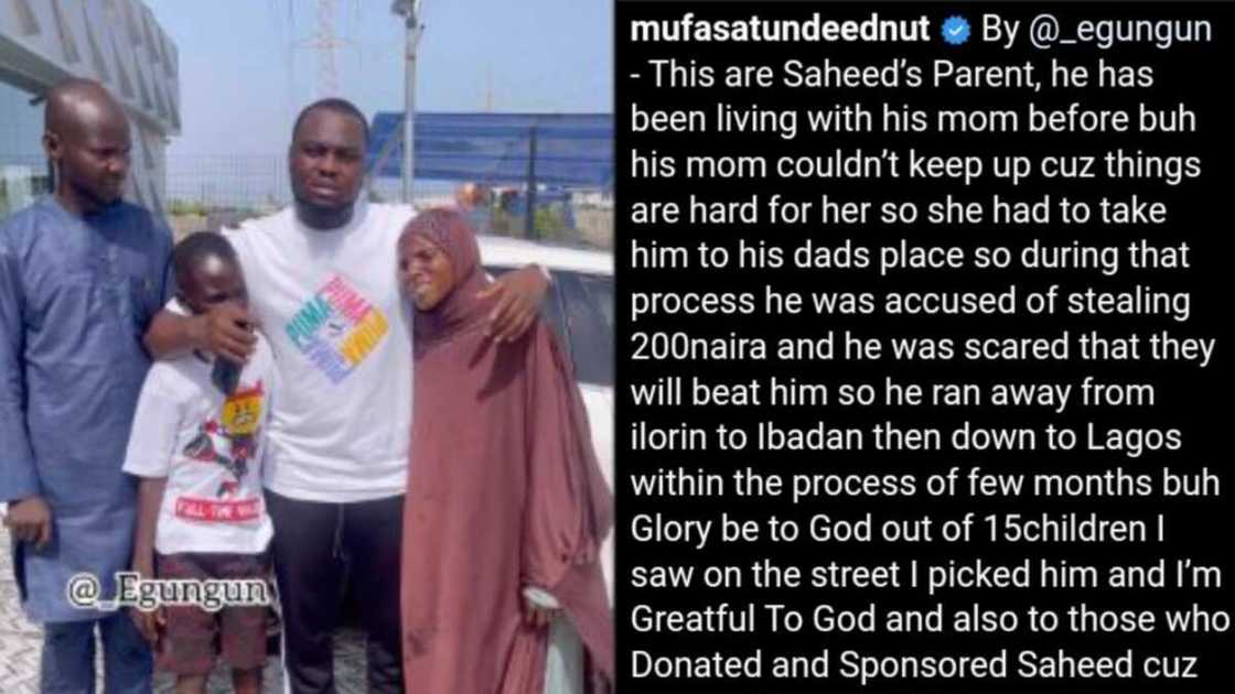 Saheed, iyayensa da wanda ya tallafa masa Saheed, iyayensa da wanda ya tallafa masa