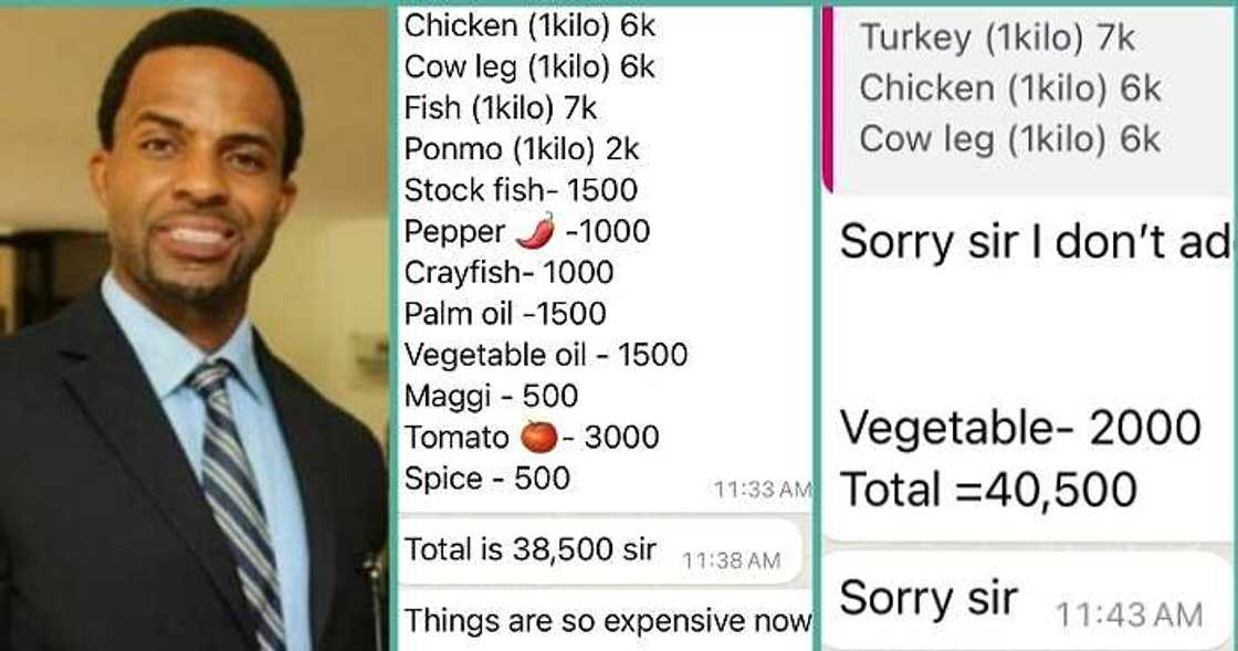 Man shares bill his cook sent to him
Photo credit: @rotankwot/Twitter