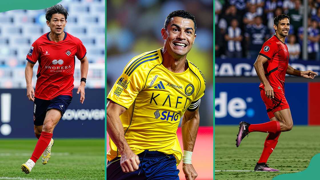 Oldest active professional soccer players: Miura Kazuyoshi, Cristiano Ronaldo, Roque Santa Cruz Oldest active professional soccer players: Miura Kazuyoshi, Cristiano Ronaldo, Roque Santa Cruz
