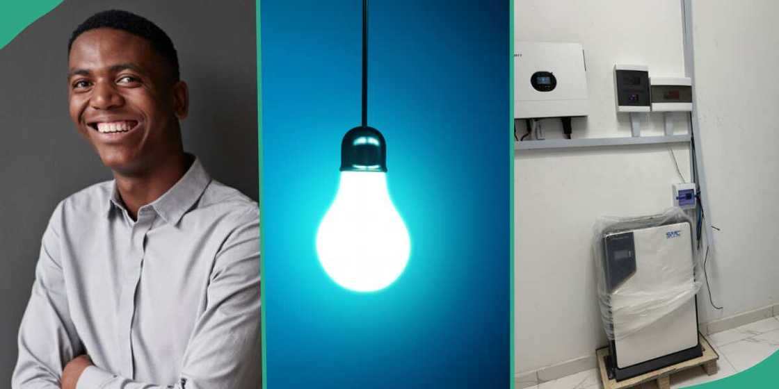 Nigerian man installs solar at home. Nigerian man installs solar at home.