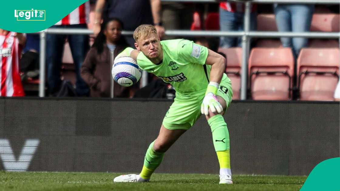 Aaron Ramsdale, Southampton, Aston Villa, St Mary's Stadium, England, Premier League. Aaron Ramsdale, Southampton, Aston Villa, St Mary's Stadium, England, Premier League.