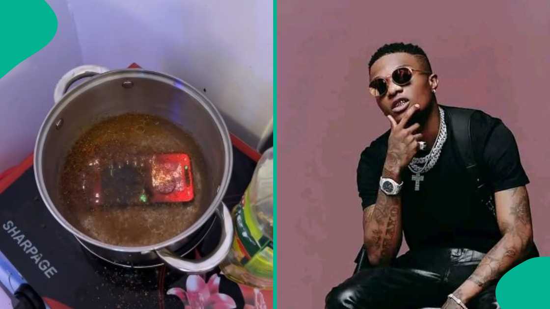 Wizkid's fan cooks his album inside a pot