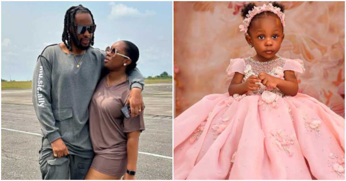BBNaija stars Bambam, Teddy A and their daughter BBNaija stars Bambam, Teddy A and their daughter