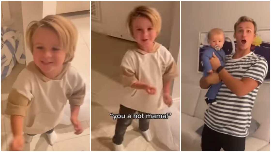 The kid said that his mother looked hot. The kid said that his mother looked hot.