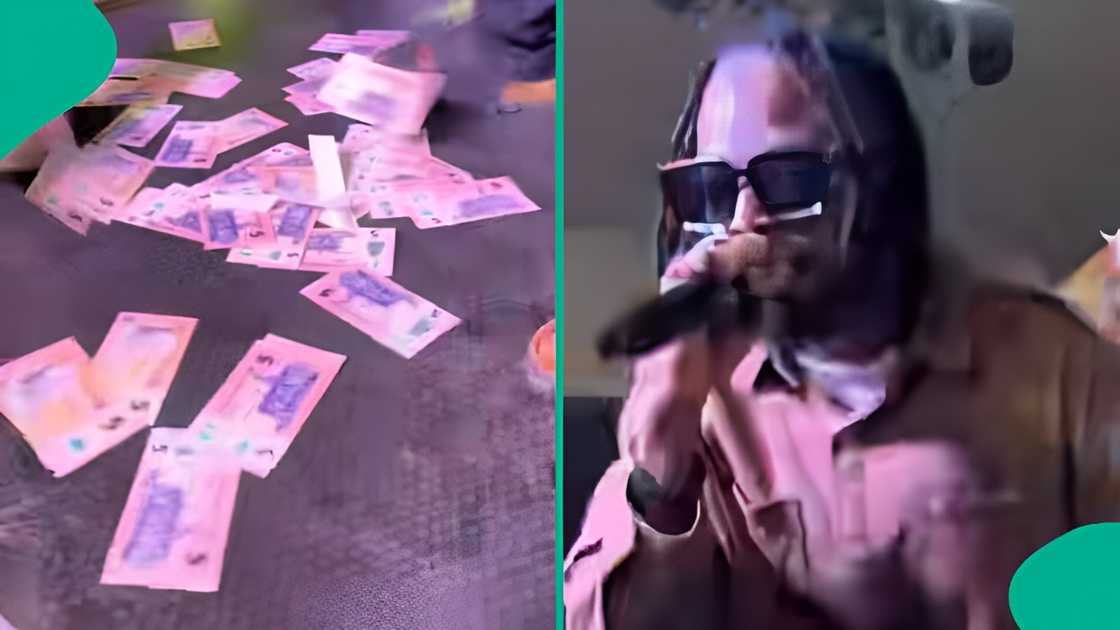 Mixed reactions as man showers singer 9ice with ₦5 notes on stage Mixed reactions as man showers singer 9ice with ₦5 notes on stage