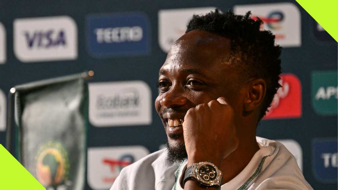 Ahmed Musa addressing a press conference ahead of AFCON 2023 final.