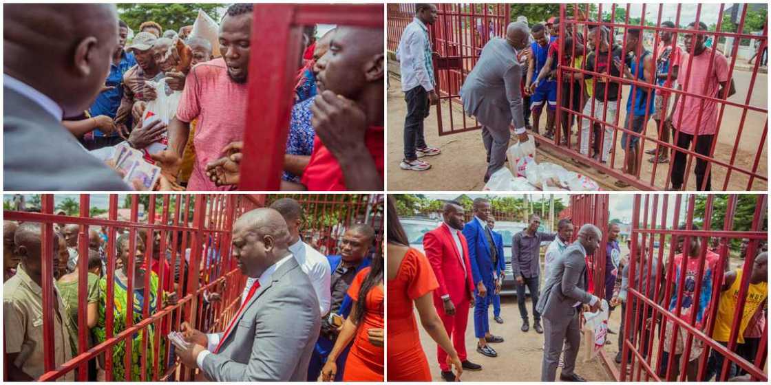 Nigerians react as billionaire gives people cash and foodstuffs to 120 persons Nigerians react as billionaire gives people cash and foodstuffs to 120 persons