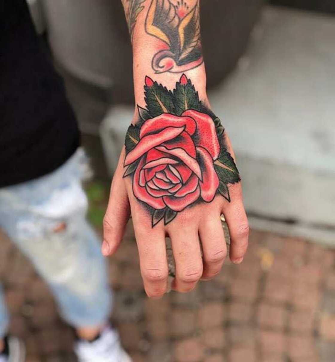 Traditional rose tattoo