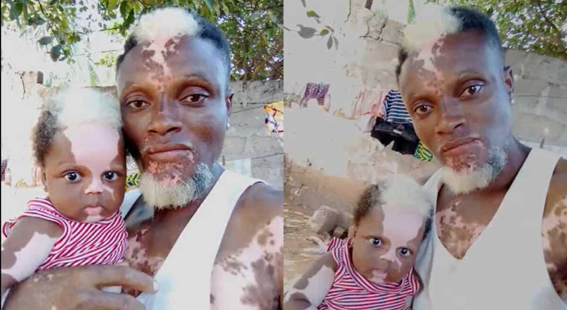 Photos of a man and his daughter who looks like him. Photos of a man and his daughter who looks like him.