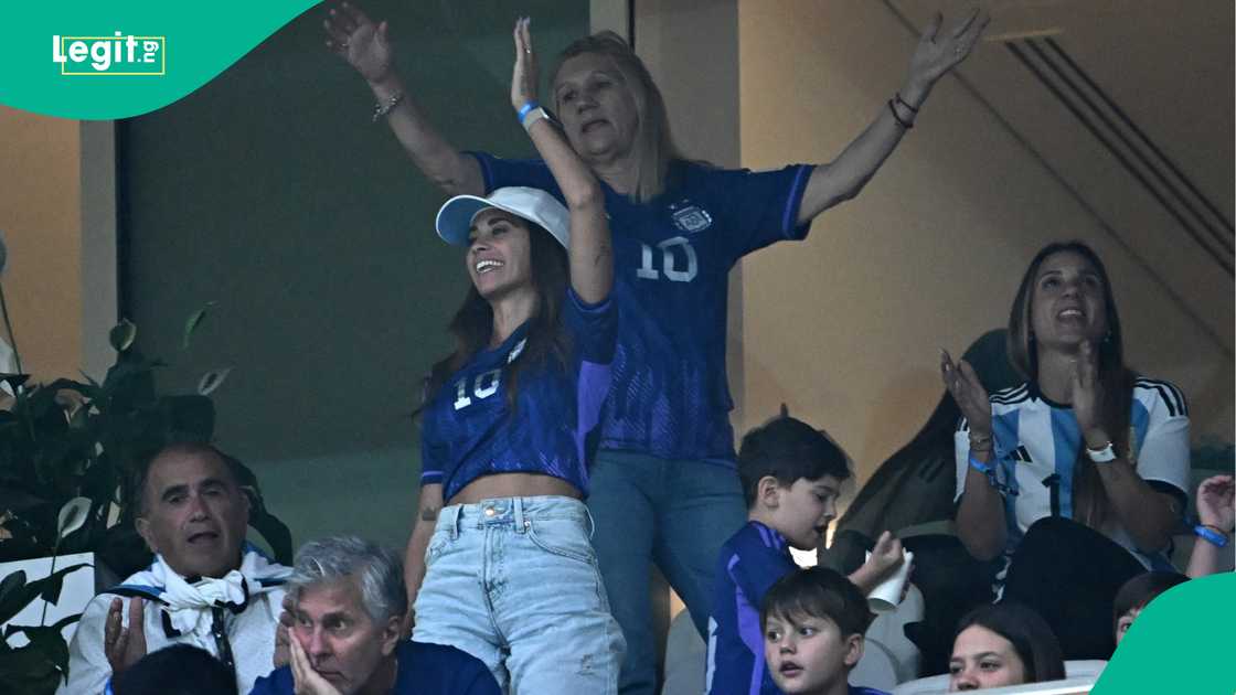 Lionel Messi's wife Antonela Roccuzzo (C), mother Celia Maria Cuccittini (C-R) and father Jorge Messi (C-L) in the stands at the Qatar 2022 World Cup final. Photo by Anne-Christine POUJOULAT Lionel Messi's wife Antonela Roccuzzo (C), mother Celia Maria Cuccittini (C-R) and father Jorge Messi (C-L) in the stands at the Qatar 2022 World Cup final. Photo by Anne-Christine POUJOULAT