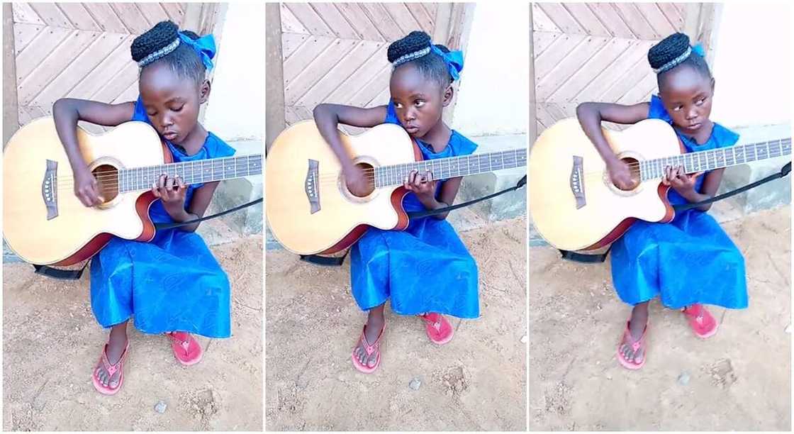 Photos of a little girl playing the guitar. Photos of a little girl playing the guitar.