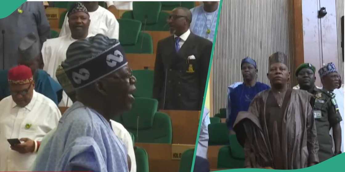 Tinubu, senators sang old national anthem