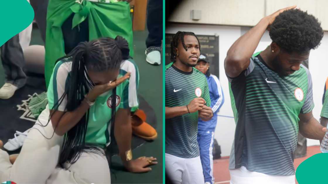 Pained lady breaks down in tears after Super Eagles' loss to DR Congo in the CAF World Cup playoff final Pained lady breaks down in tears after Super Eagles' loss to DR Congo in the CAF World Cup playoff final
