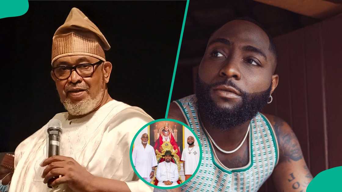 Patrick Doyle shares photo of Davido at Olu of Warri's palace.