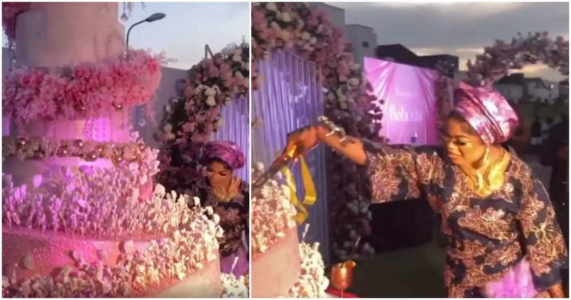 Bobrisky's gaint cake at N400 million housewarming party. Bobrisky's gaint cake at N400 million housewarming party.