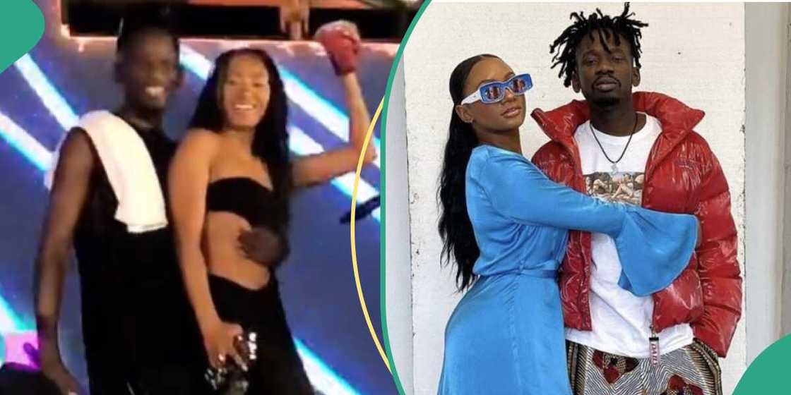 Temi Otedola and Mr Eazi dance on stage Temi Otedola and Mr Eazi dance on stage