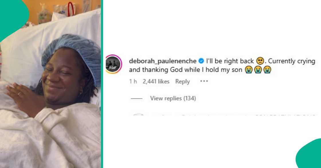 Screenshot of Deborah Enenche's comment after childbirth Screenshot of Deborah Enenche's comment after childbirth