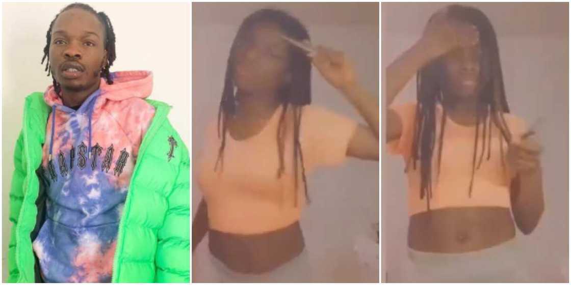 Naira Marley shares video of lady who cut herself doing his challenge (video) Naira Marley shares video of lady who cut herself doing his challenge (video)