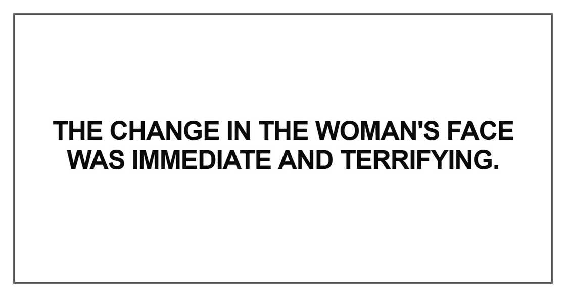 The change in the woman's face